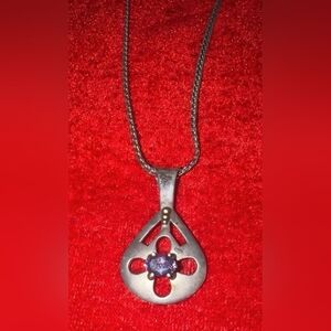 Beautiful Sterling silver /  14k carat gold Bead amethyst pendant on Chain